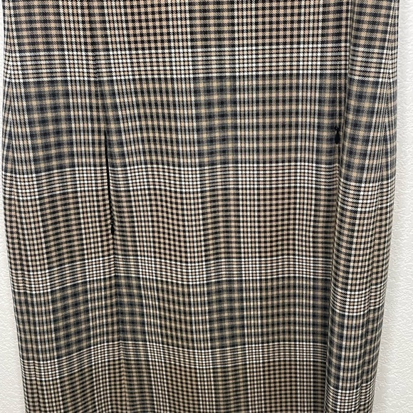 AKRIS Punto dress plaid at knee sz 8 leather trim sleeveless - Picture 3 of 9